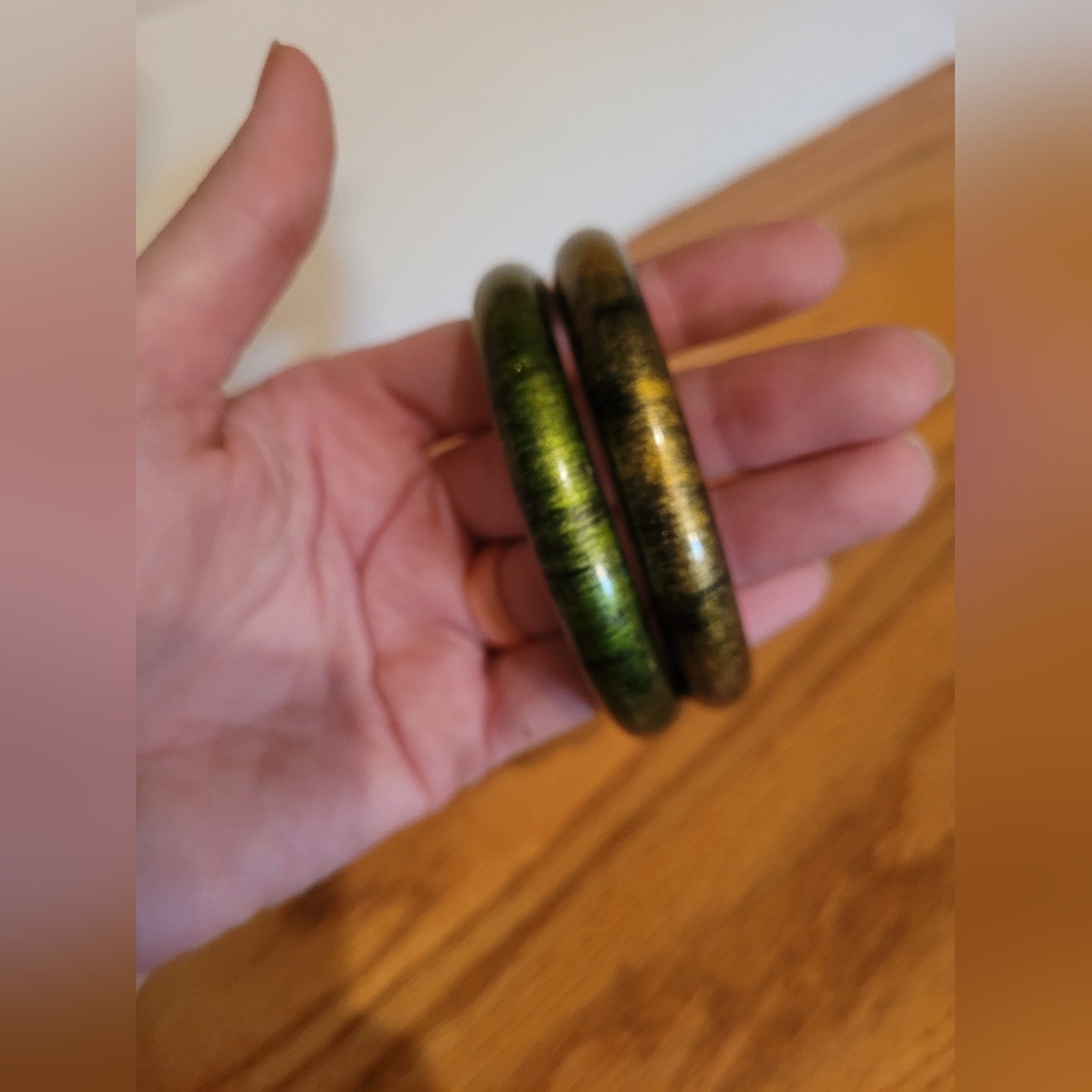 NWOT Green & Gold Bangle Bracelets - Picture 4 of 5